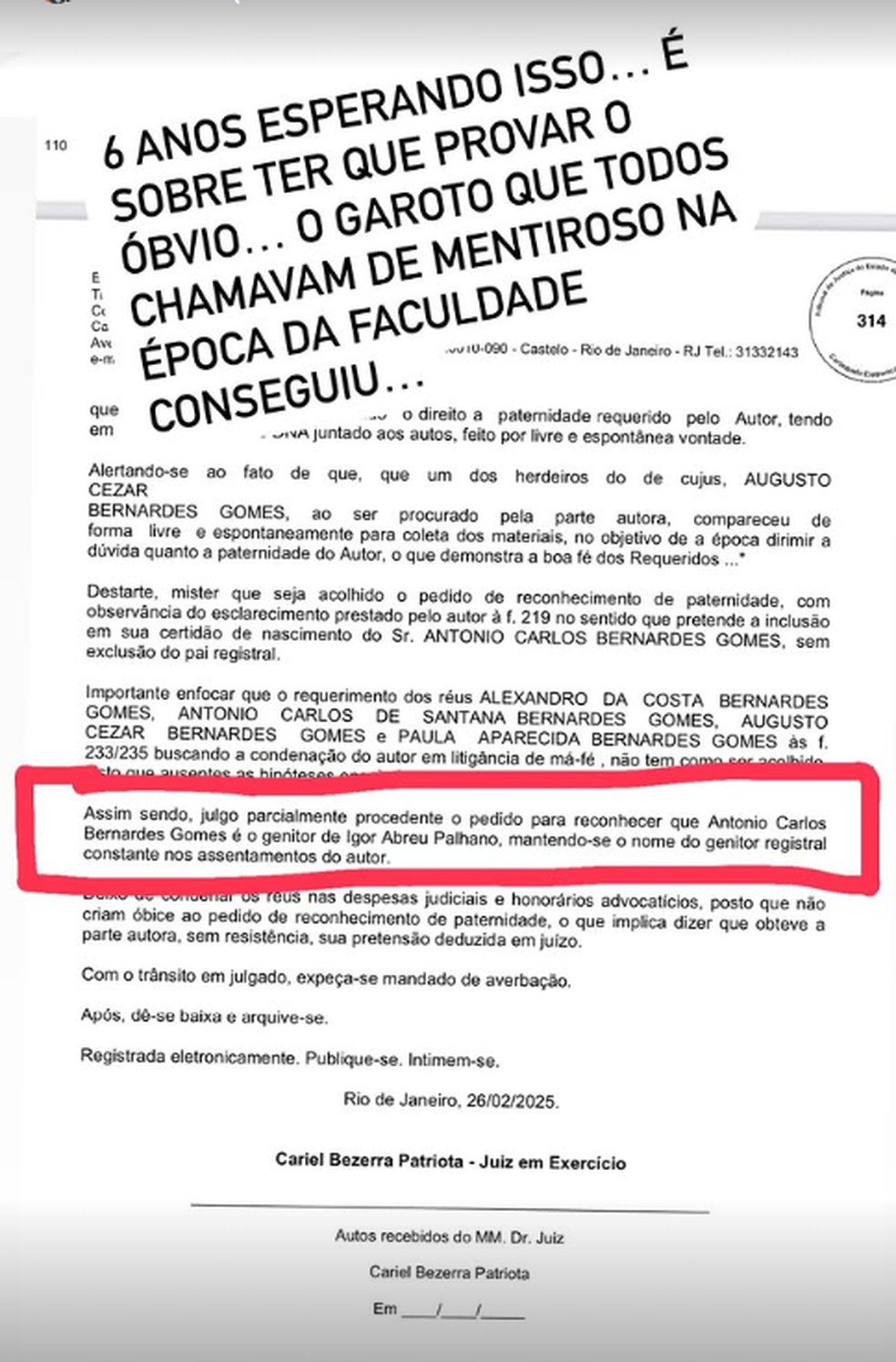 Filho de Mussum desabafa após reconhecimento de paternidade — Foto: Reprodução/Instagram